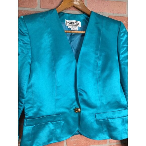 Vintage Carlisle Silk Blend Blazer Size 8 Gold Button Detail Lined Bright - Picture 2 of 5